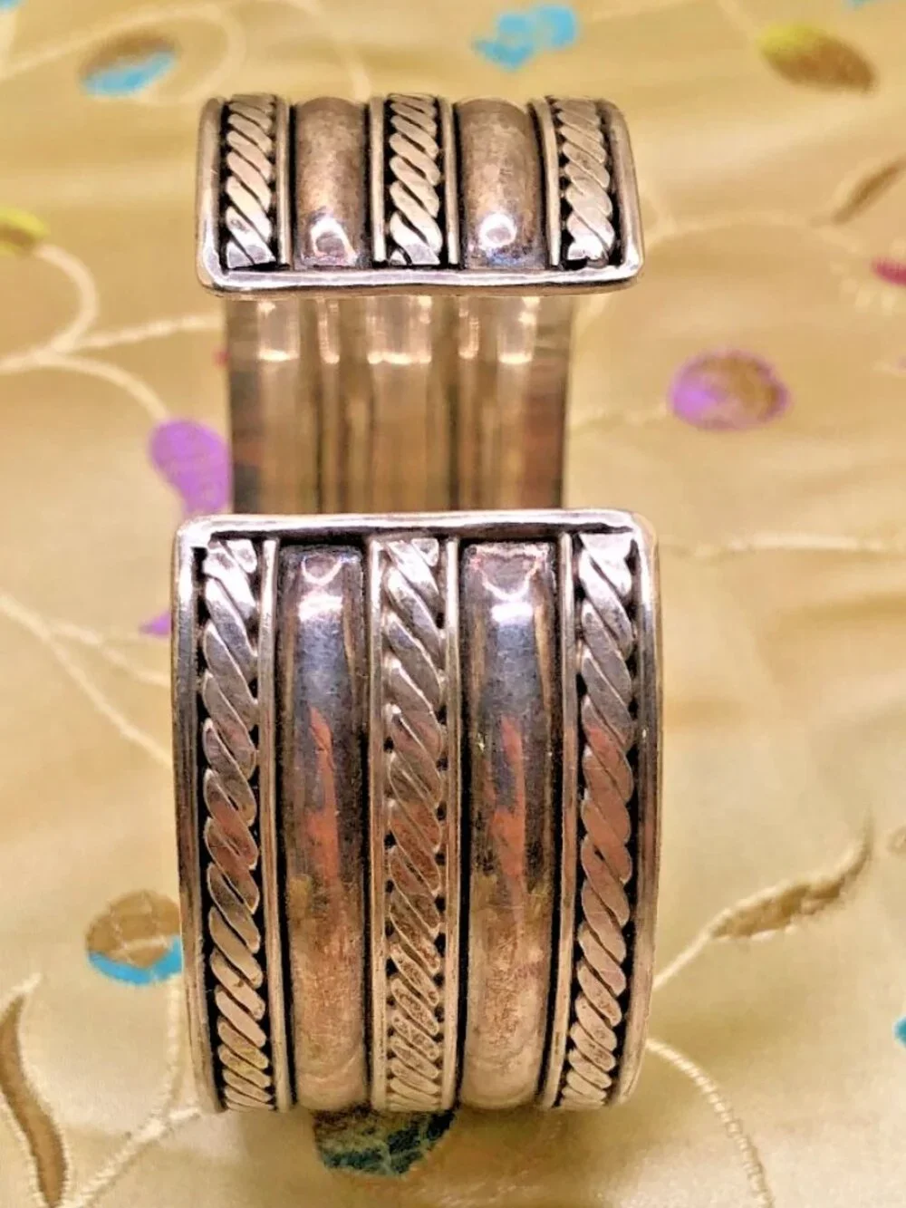 Sterling Silver 925 BA SUARTI BALI INDONESIA Braided Woven Cuff Bracelet, 5 rows